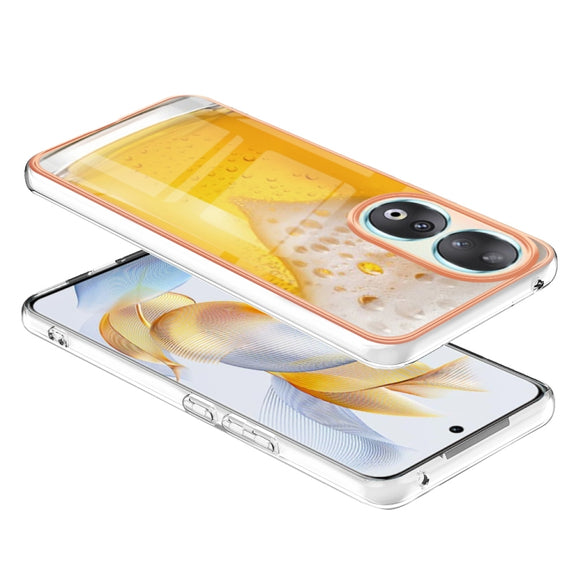 For Honor 90 5G Electroplating Marble Dual-side IMD Phone Case(Draft Beer)