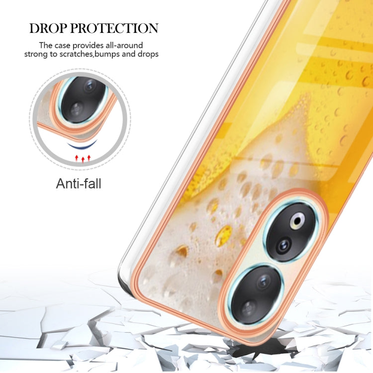 For Honor 90 5G Electroplating Marble Dual-side IMD Phone Case(Draft Beer)