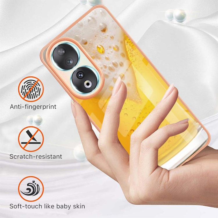 For Honor 90 5G Electroplating Marble Dual-side IMD Phone Case(Draft Beer)