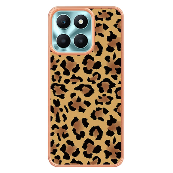 For Honor X6a Electroplating Marble Dual-side IMD Phone Case(Leopard Print)