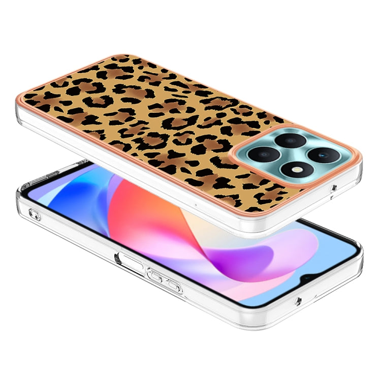 For Honor X6a Electroplating Marble Dual-side IMD Phone Case(Leopard Print)
