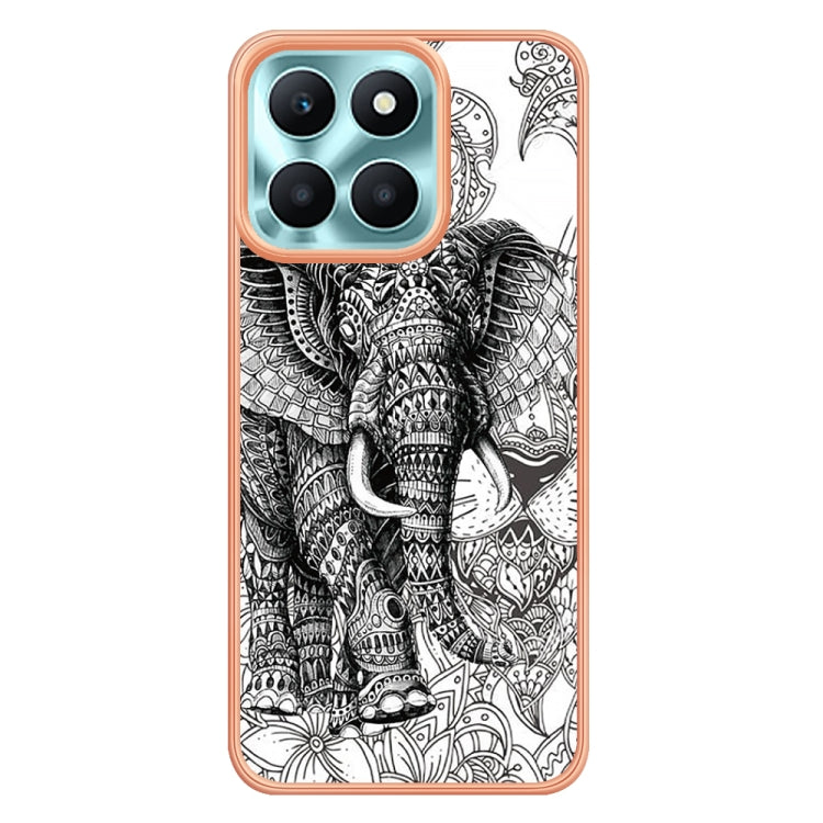 For Honor X6a Electroplating Marble Dual-side IMD Phone Case(Totem Elephant)