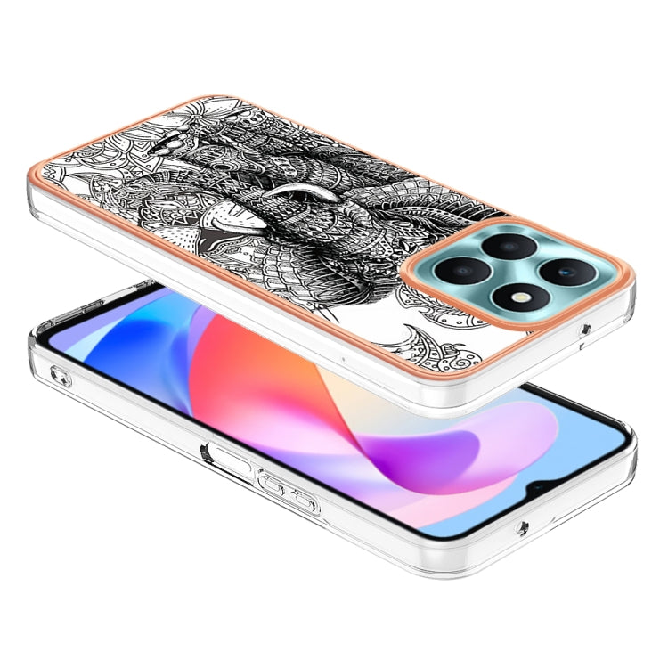 For Honor X6a Electroplating Marble Dual-side IMD Phone Case(Totem Elephant)