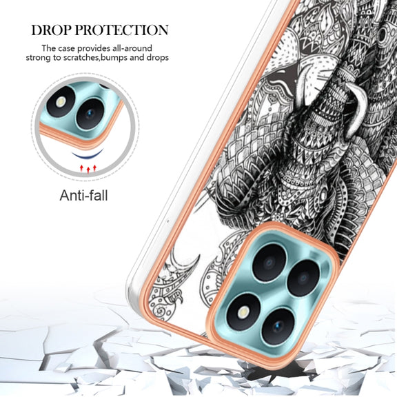 For Honor X6a Electroplating Marble Dual-side IMD Phone Case(Totem Elephant)