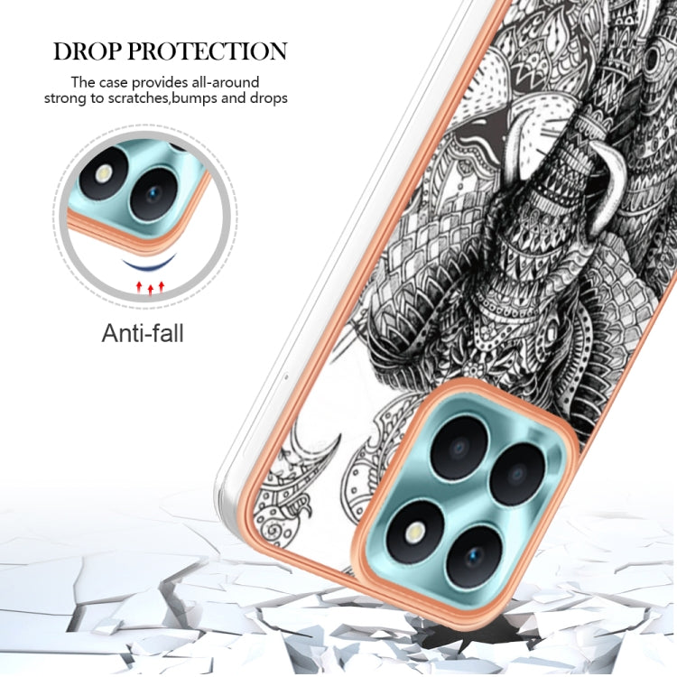 For Honor X6a Electroplating Marble Dual-side IMD Phone Case(Totem Elephant)