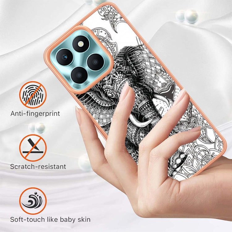 For Honor X6a Electroplating Marble Dual-side IMD Phone Case(Totem Elephant)