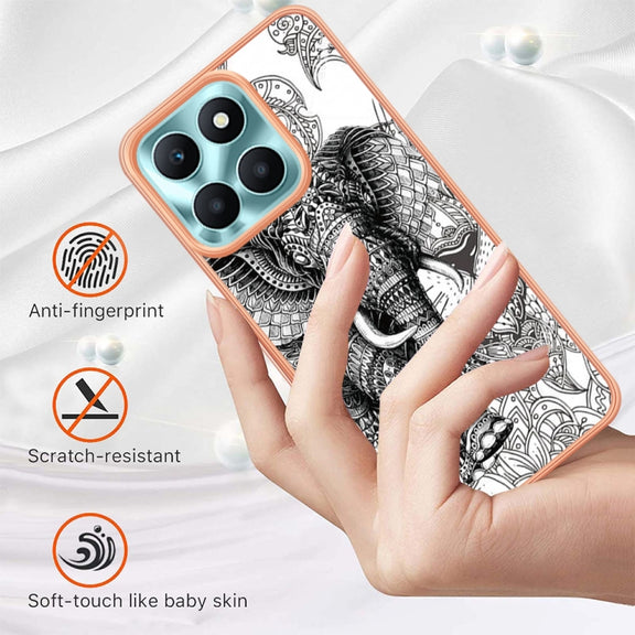 For Honor X6a Electroplating Marble Dual-side IMD Phone Case(Totem Elephant)