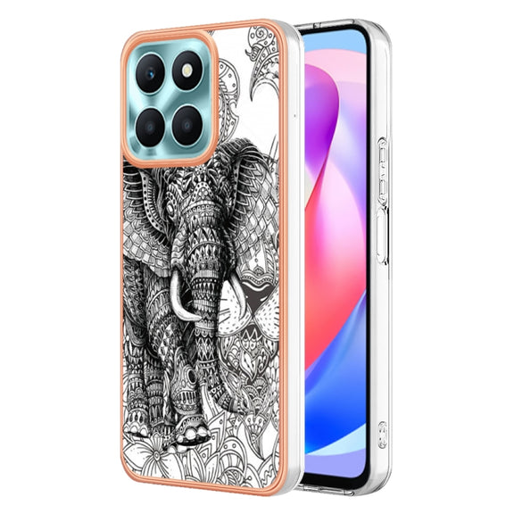 For Honor X6a Electroplating Marble Dual-side IMD Phone Case(Totem Elephant)