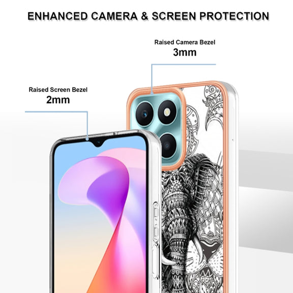 For Honor X6a Electroplating Marble Dual-side IMD Phone Case(Totem Elephant)