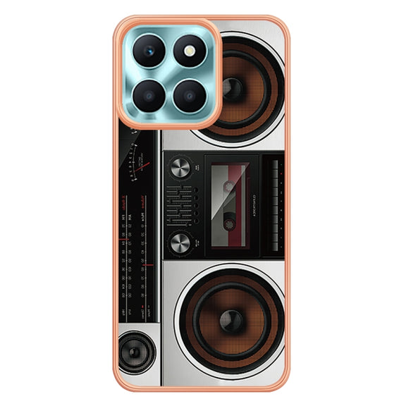 For Honor X6a Electroplating Marble Dual-side IMD Phone Case(Retro Radio)