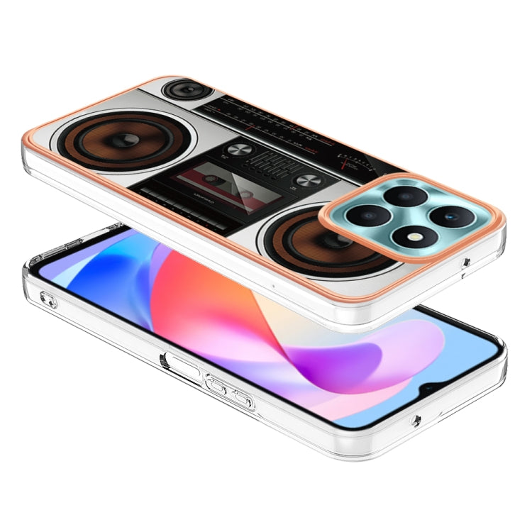 For Honor X6a Electroplating Marble Dual-side IMD Phone Case(Retro Radio)
