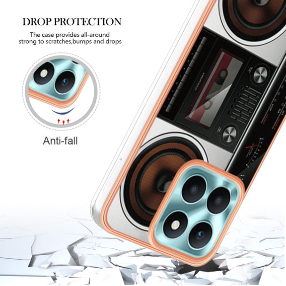 For Honor X6a Electroplating Marble Dual-side IMD Phone Case(Retro Radio)