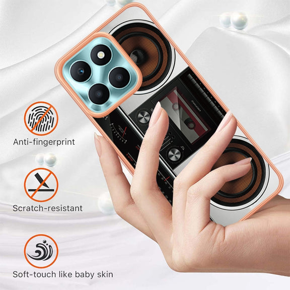 For Honor X6a Electroplating Marble Dual-side IMD Phone Case(Retro Radio)