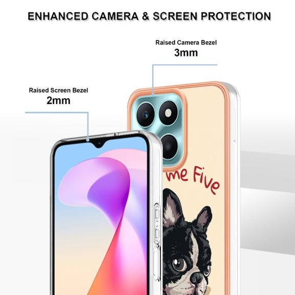 For Honor X6a Electroplating Marble Dual-side IMD Phone Case(Lucky Dog)