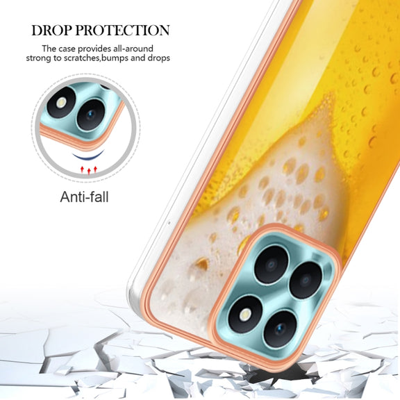 For Honor X6a Electroplating Marble Dual-side IMD Phone Case(Draft Beer)