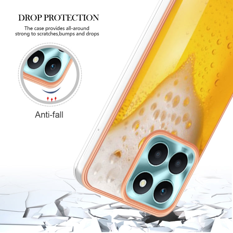 For Honor X6a Electroplating Marble Dual-side IMD Phone Case(Draft Beer)