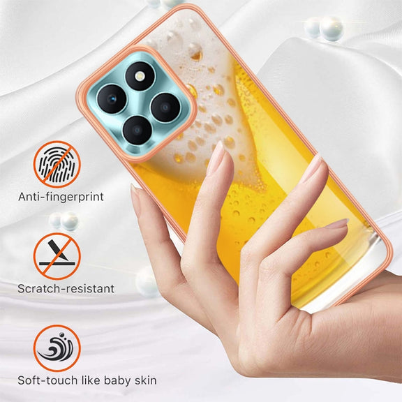 For Honor X6a Electroplating Marble Dual-side IMD Phone Case(Draft Beer)