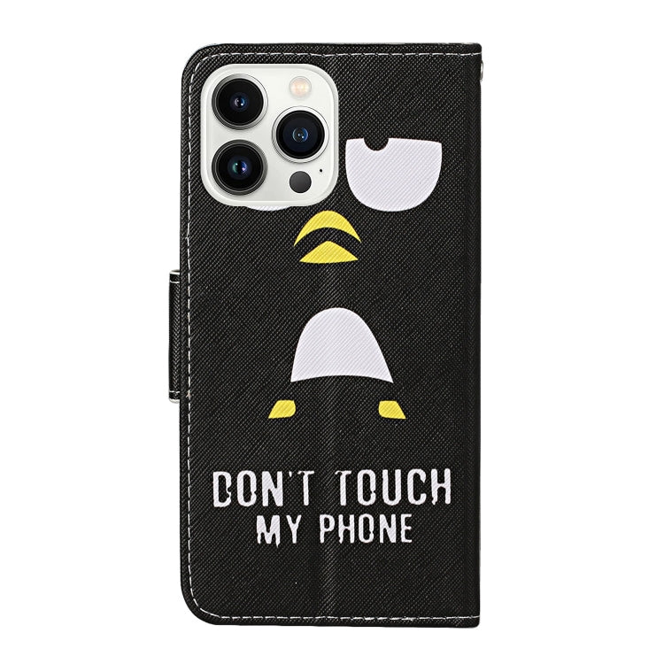 For iPhone 16 Pro 3D Colored Drawing Flip Leather Phone Case(Penguins)