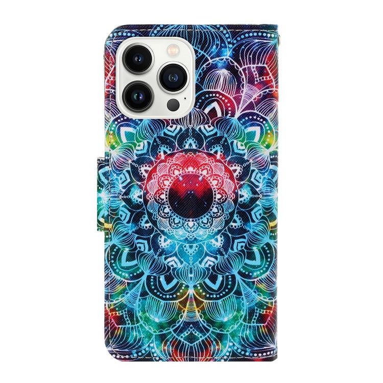 For iPhone 16 Pro 3D Colored Drawing Flip Leather Phone Case(Mandala)