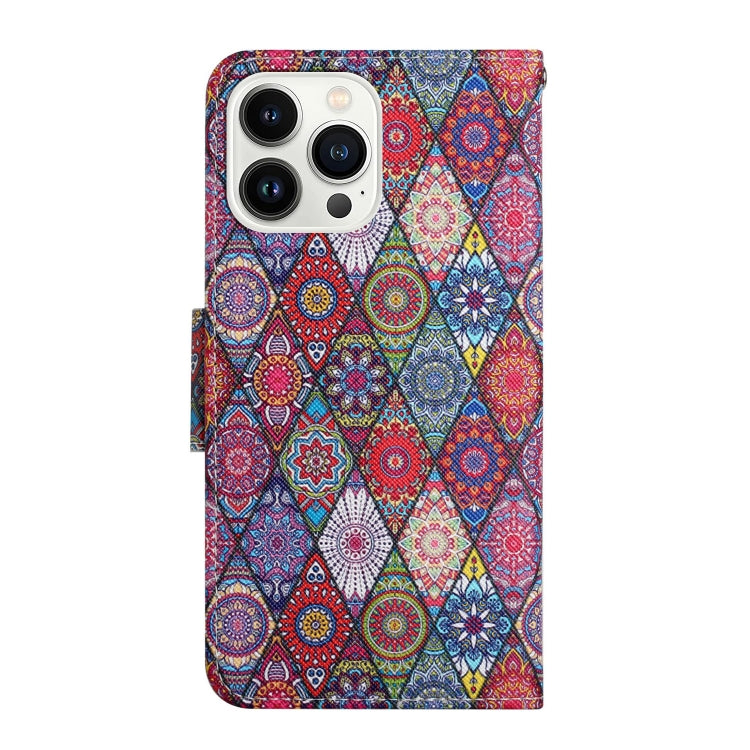 For iPhone 16 Pro 3D Colored Drawing Flip Leather Phone Case(Kaleidoscope)