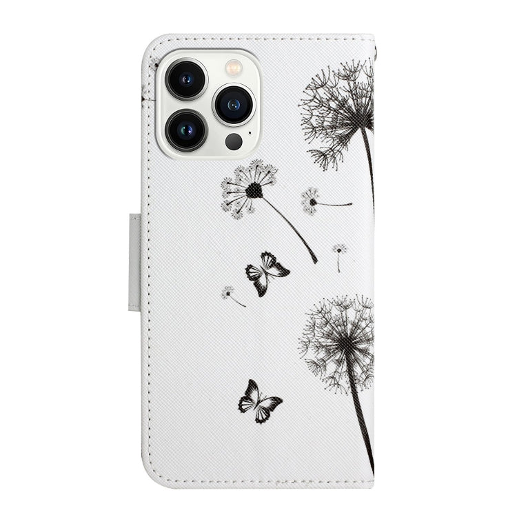 For iPhone 16 Pro 3D Colored Drawing Flip Leather Phone Case(Dandelions)