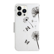 For iPhone 16 Pro 3D Colored Drawing Flip Leather Phone Case(Dandelions)