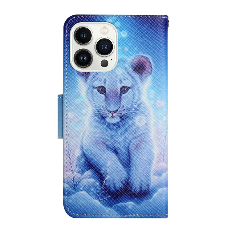 For iPhone 16 Pro 3D Colored Drawing Flip Leather Phone Case(Leopard)