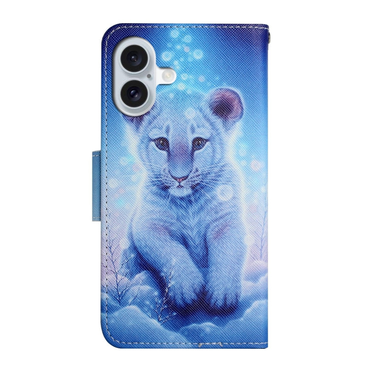 For iPhone 16 Plus 3D Colored Drawing Flip Leather Phone Case(Leopard)