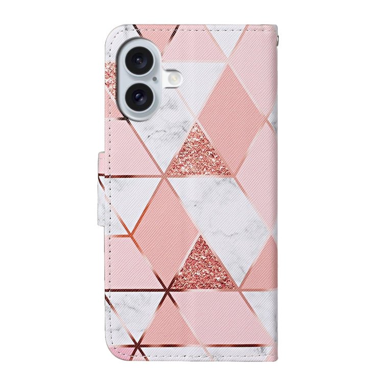 For iPhone 16 3D Colored Drawing Flip Leather Phone Case(Marble)
