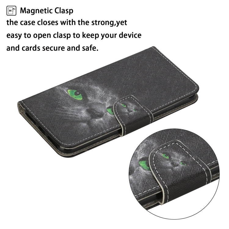 For iPhone 16 3D Colored Drawing Flip Leather Phone Case(Black Cat)