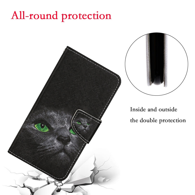 For iPhone 16 3D Colored Drawing Flip Leather Phone Case(Black Cat)
