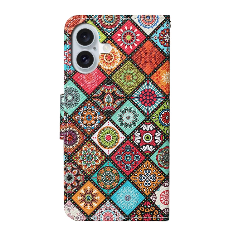For iPhone 16 3D Colored Drawing Flip Leather Phone Case(Ethnic Totem)
