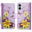 For iPhone 16 3D Colored Drawing Flip Leather Phone Case(Yellow Flowers) - iPhone 16 Cases by PMC TechLife | Online Shopping South Africa | PMC TechLife | Buy Now Pay Later Mobicred