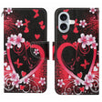 For iPhone 16 3D Colored Drawing Flip Leather Phone Case(Red Heart) - iPhone 16 Cases by PMC TechLife | Online Shopping South Africa | PMC TechLife | Buy Now Pay Later Mobicred