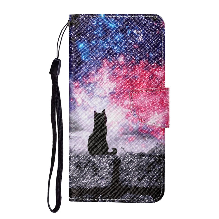 For iPhone 16 3D Colored Drawing Flip Leather Phone Case(Star Cat)