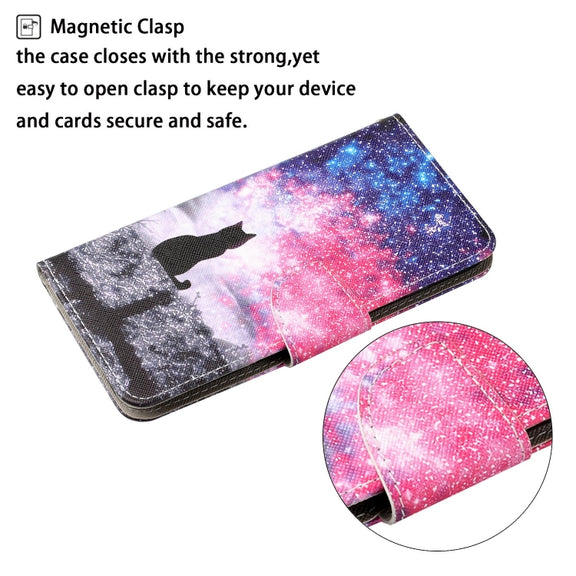 For iPhone 16 3D Colored Drawing Flip Leather Phone Case(Star Cat)