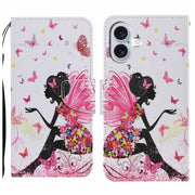 For iPhone 16 3D Colored Drawing Flip Leather Phone Case(Dance Girl)