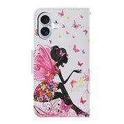 For iPhone 16 3D Colored Drawing Flip Leather Phone Case(Dance Girl)