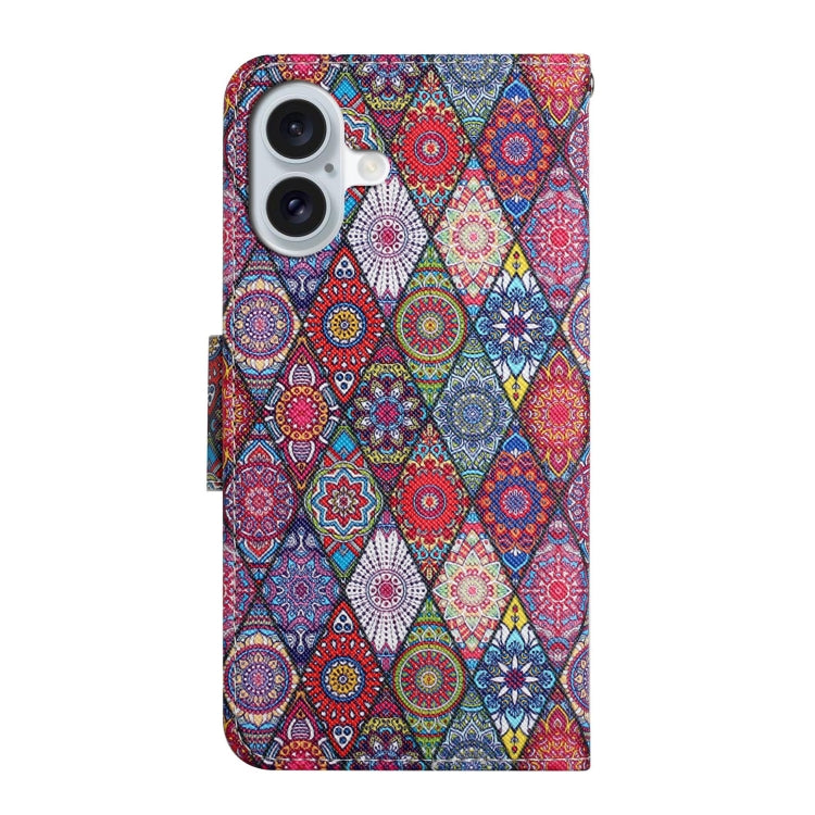 For iPhone 16 3D Colored Drawing Flip Leather Phone Case(Kaleidoscope)