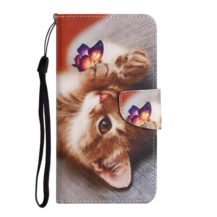 For iPhone 16 3D Colored Drawing Flip Leather Phone Case(Butterfly Cat)
