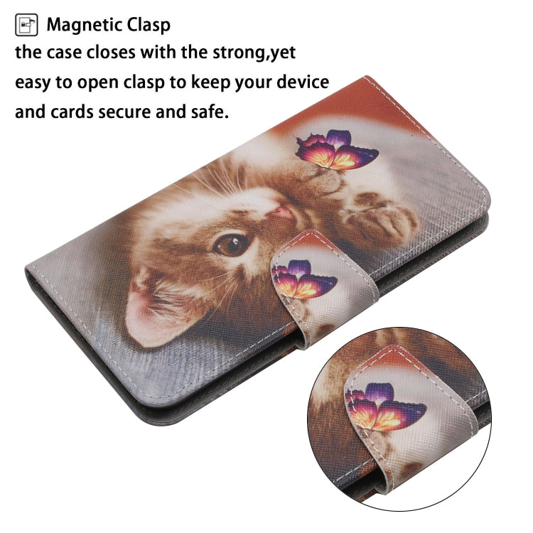 For iPhone 16 3D Colored Drawing Flip Leather Phone Case(Butterfly Cat)
