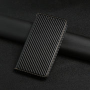 For Samsung Galaxy S24 Ultra 5G Carbon Fiber Texture Flip Holder Leather Phone Case(Black)