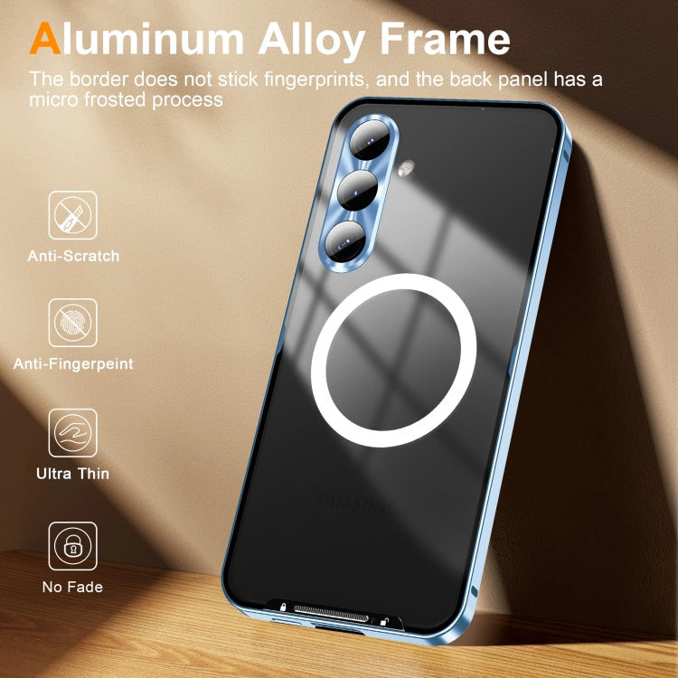 For Samsung Galaxy S24 FE 5G MagSafe Magnetic Frosted Metal Phone Case(Blue)