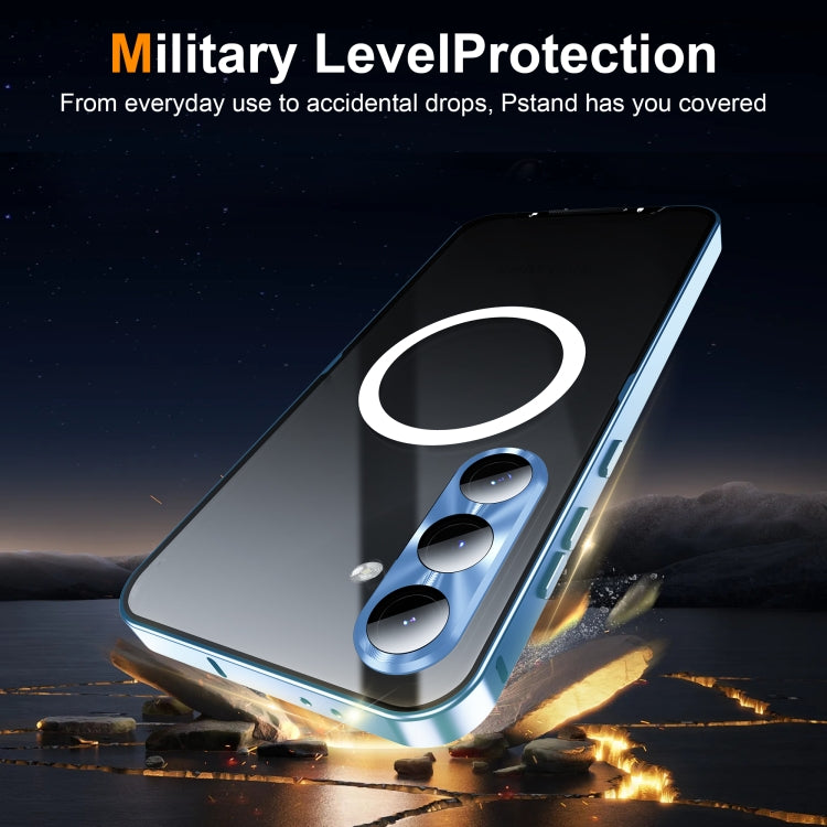 For Samsung Galaxy S24 FE 5G MagSafe Magnetic Frosted Metal Phone Case(Blue)