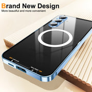 For Samsung Galaxy S24 FE 5G MagSafe Magnetic Frosted Metal Phone Case(Blue)