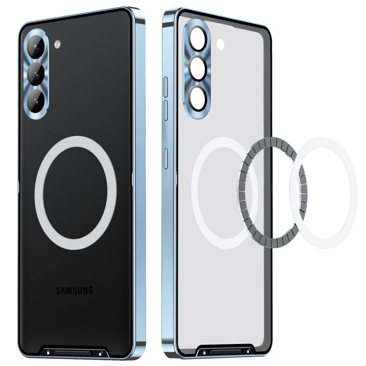 For Samsung Galaxy S25+ 5G MagSafe Magnetic Frosted Metal Phone Case(Blue)
