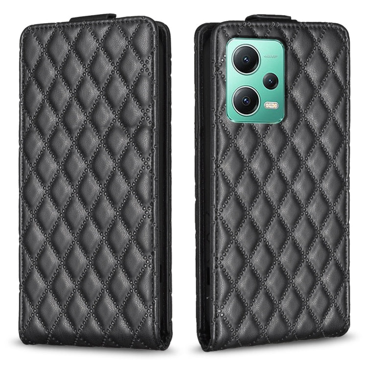 For Redmi Note 12 5G Global Diamond Lattice Vertical Flip Leather Phone Case(Black)