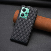 For Redmi Note 12 5G Global Diamond Lattice Vertical Flip Leather Phone Case(Black)