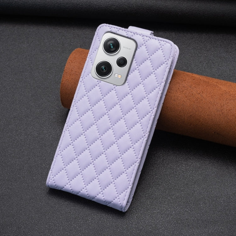 For Redmi Note 12 Pro+ Global Diamond Lattice Vertical Flip Leather Phone Case(Purple)