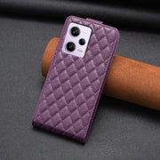 For Redmi Note 12 Pro Global Diamond Lattice Vertical Flip Leather Phone Case(Dark Purple)